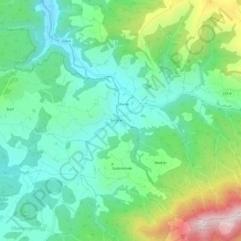Mappa topografica Süderen, altitudine, rilievo