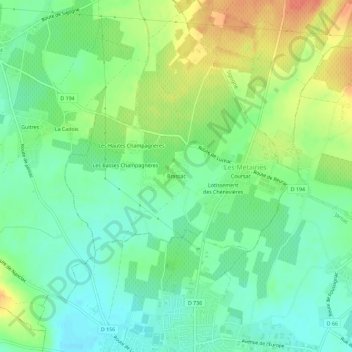 Mappa topografica Brassac, altitudine, rilievo