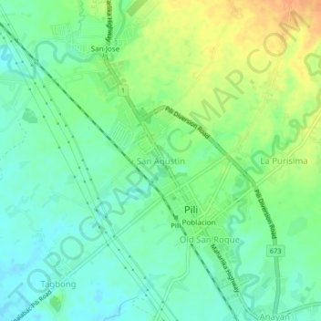 Mappa topografica San Agustin, altitudine, rilievo