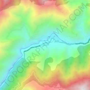 Mappa topografica Paras, altitudine, rilievo