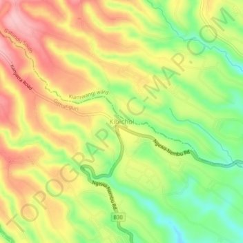Mappa topografica Kibichoi, altitudine, rilievo