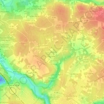 Mappa topografica Les Beillards, altitudine, rilievo