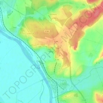 Mappa topografica Marigny, altitudine, rilievo