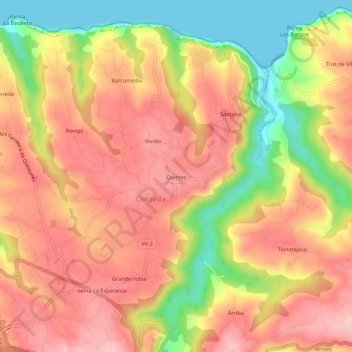 Mappa topografica Quintes, altitudine, rilievo