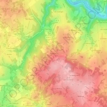 Mappa topografica Maisons, altitudine, rilievo
