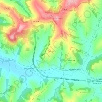 Mappa topografica Rosceto, altitudine, rilievo