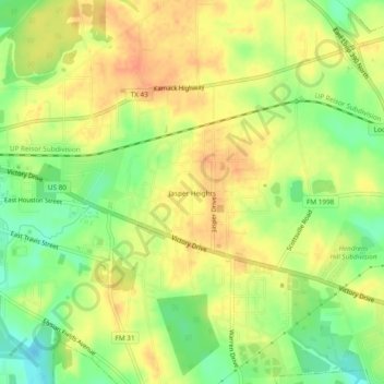 Mappa topografica Jasper Heights, altitudine, rilievo