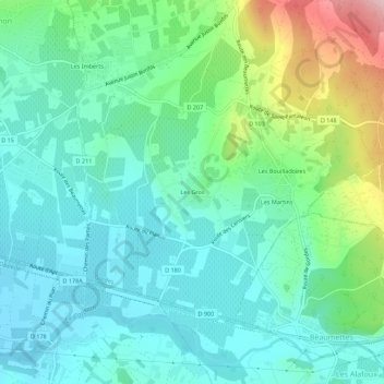 Mappa topografica Les Gros, altitudine, rilievo