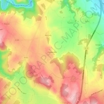 Mappa topografica Farreyrolles, altitudine, rilievo