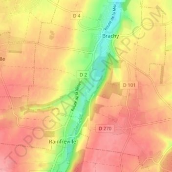 Mappa topografica Saint-Ouen, altitudine, rilievo
