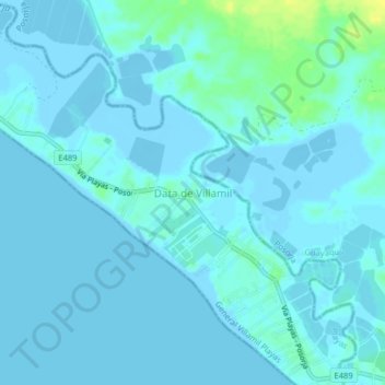 Mappa topografica Data de Villamil, altitudine, rilievo