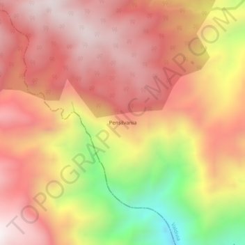 Mappa topografica Pensilvania, altitudine, rilievo