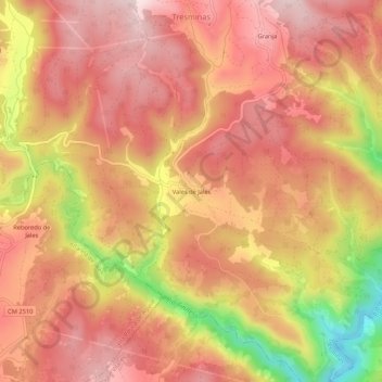 Mappa topografica Vales de Jales, altitudine, rilievo