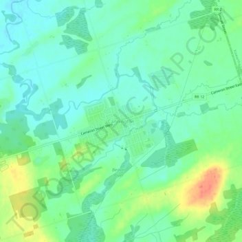 Mappa topografica Cannington, altitudine, rilievo