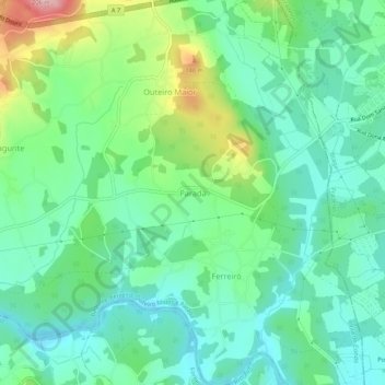 Mappa topografica Parada, altitudine, rilievo