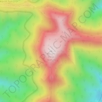Mappa topografica Mount Clear, altitudine, rilievo