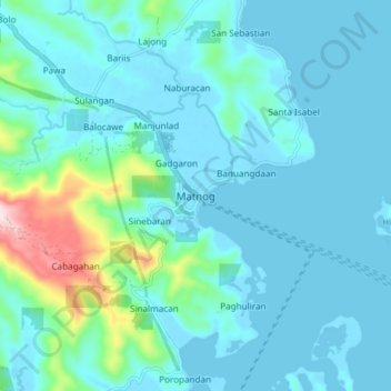 Mappa topografica Matnog, altitudine, rilievo