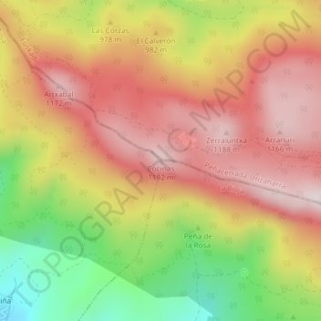 Mappa topografica Cocinas, altitudine, rilievo