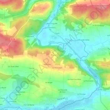 Mappa topografica Roussimel, altitudine, rilievo