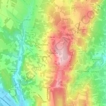 Mappa topografica Chantemerle, altitudine, rilievo