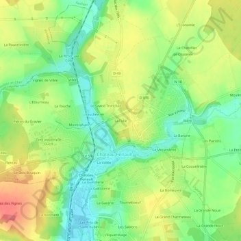 Mappa topografica La Folie, altitudine, rilievo