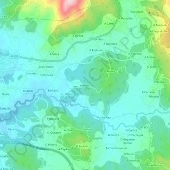 Mappa topografica Veasque, altitudine, rilievo