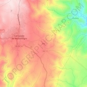 Mappa topografica Silva, altitudine, rilievo