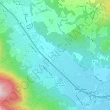 Mappa topografica Jechling, altitudine, rilievo