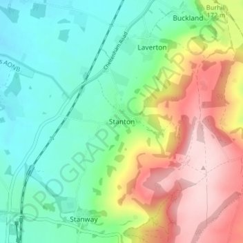 Mappa topografica Stanton, altitudine, rilievo
