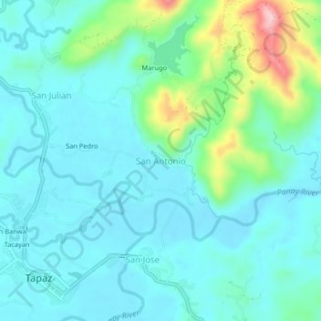 Mappa topografica San Antonio, altitudine, rilievo