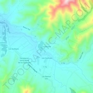 Mappa topografica Los Perales, altitudine, rilievo