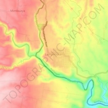 Mappa topografica Lampanusan, altitudine, rilievo