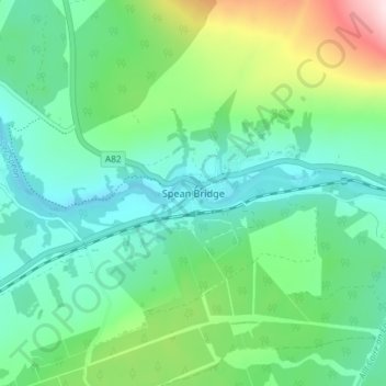 Mappa topografica Spean Bridge, altitudine, rilievo