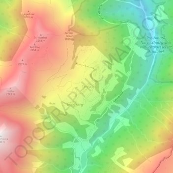 Mappa topografica Tenna, altitudine, rilievo