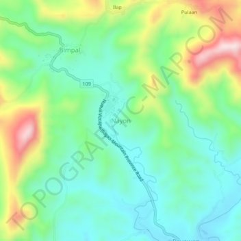 Mappa topografica Nayon, altitudine, rilievo