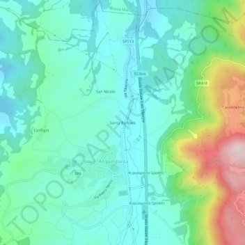 Mappa topografica Santa Barbara, altitudine, rilievo