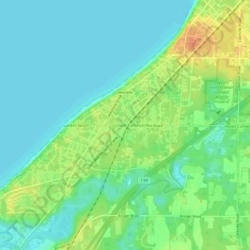 Mappa topografica Union Pier, altitudine, rilievo