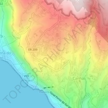 Mappa topografica Serrado e Cova, altitudine, rilievo