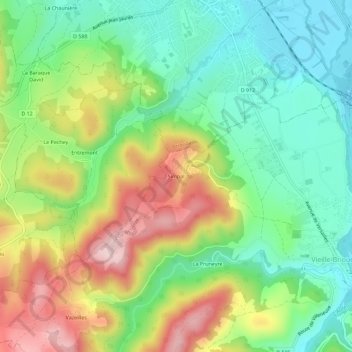 Mappa topografica Simpal, altitudine, rilievo