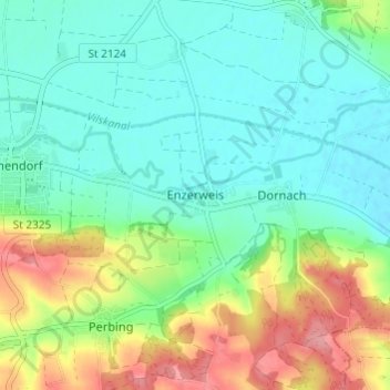 Mappa topografica Enzerweis, altitudine, rilievo
