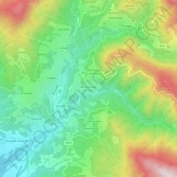 Mappa topografica Mochignano di Sotto, altitudine, rilievo