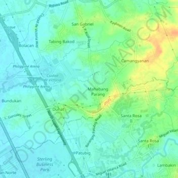 Mappa topografica Mahabang Parang, altitudine, rilievo