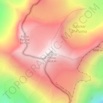 Mappa topografica Cerro El Plomo, altitudine, rilievo
