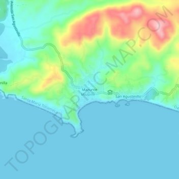 Mappa topografica Mazunte, altitudine, rilievo