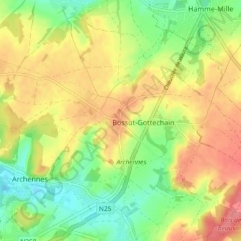 Mappa topografica Bossut, altitudine, rilievo