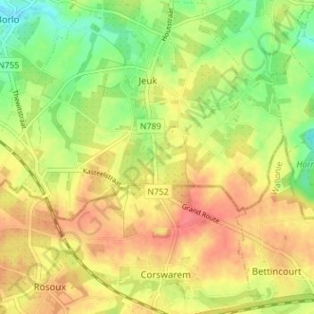 Mappa topografica Hasselbroek, altitudine, rilievo
