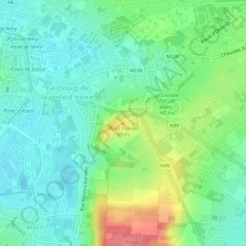 Mappa topografica Mont Panisel, altitudine, rilievo