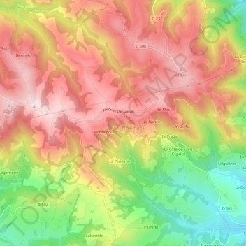 Mappa topografica La Merlaterie, altitudine, rilievo