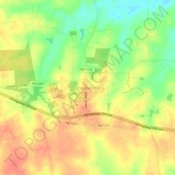 Mappa topografica Chappell Hill, altitudine, rilievo