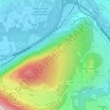 Mappa topografica Pierre Vieille, altitudine, rilievo